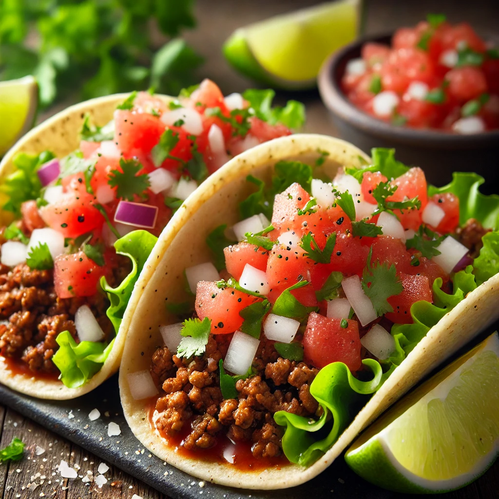 Beef tacos with fresh salsa