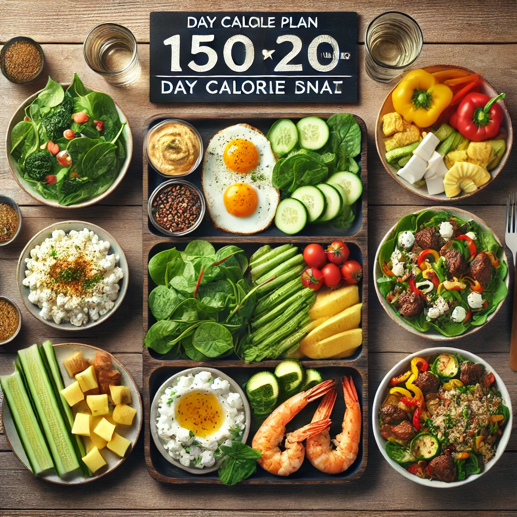 Balanced 1500 calorie meal plan with healthy food portions